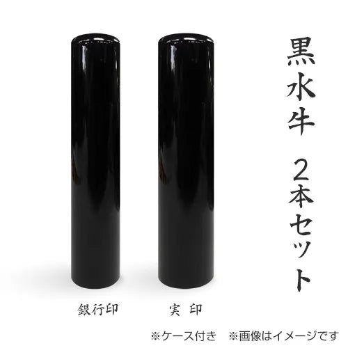 黒水牛 2本セット(実印+銀行印)ケース付