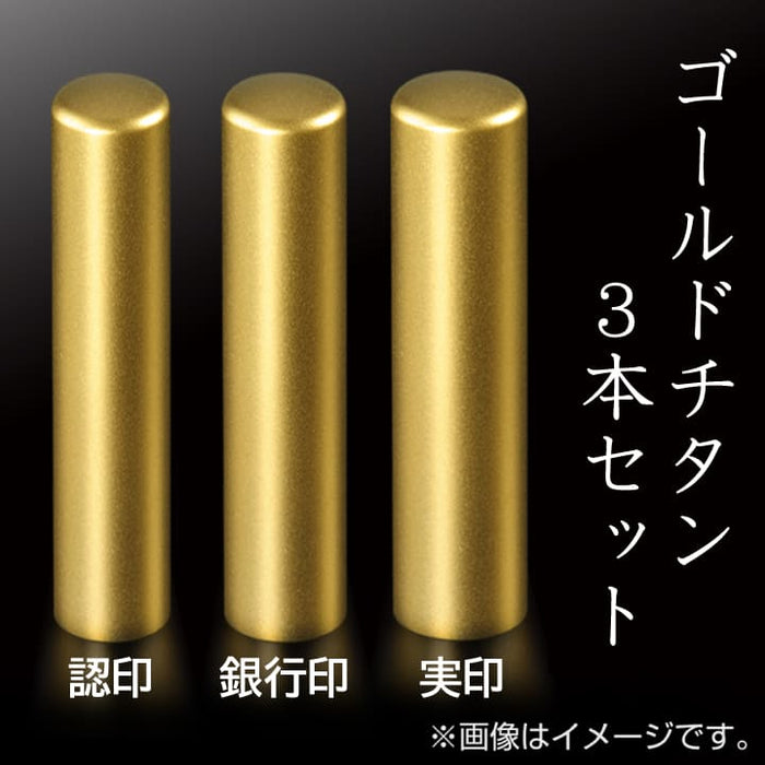 ゴールドチタン 3本セット(実印+銀行印+認印)ケース付