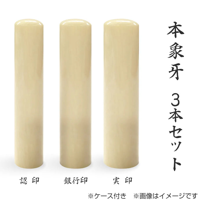 本象牙 3本セット(実印+銀行印+認印)ケース付